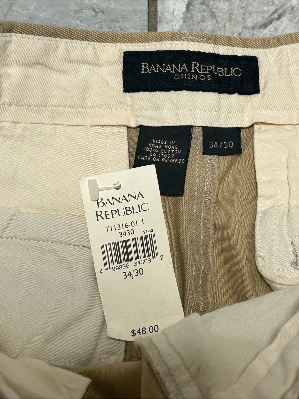 Vintage Banana Republic Chinos Men’s 34x30 Khaki 100% Cotton Pants NWT